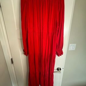 Red dress from Anthropologie